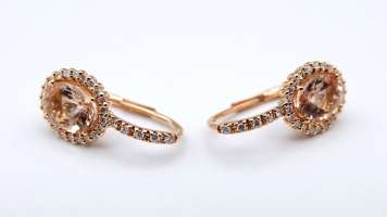 Orecchini in oro rosa con morganite e diamanti ct0,43 GVs